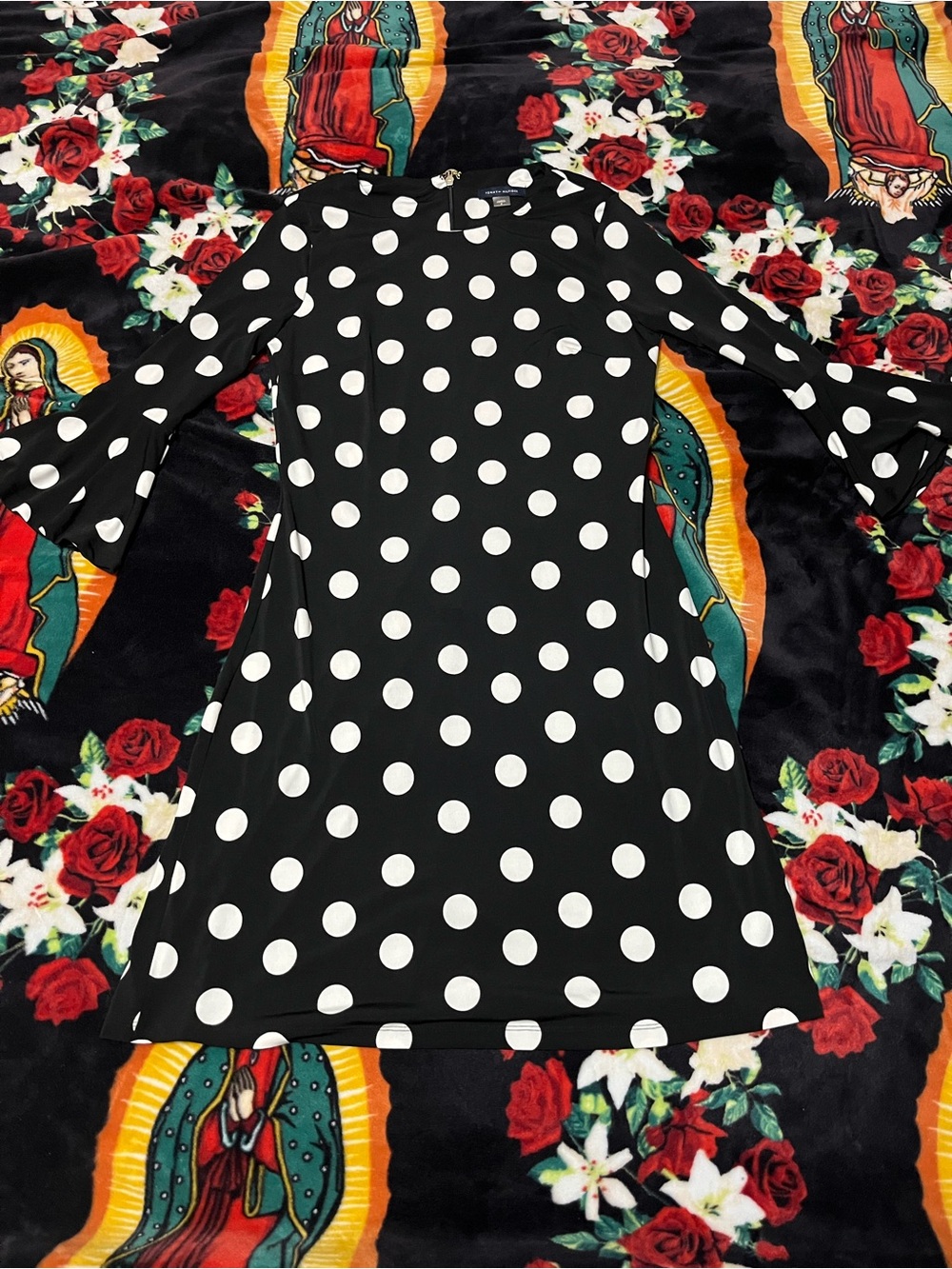 Tommy Hilfiger Polka Dot Bell-Sleeve Dress - Black & White